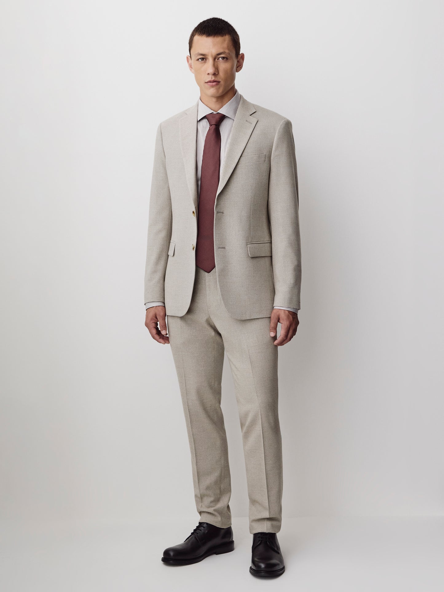 Slim Fit Brushed Oat Woven Blazer