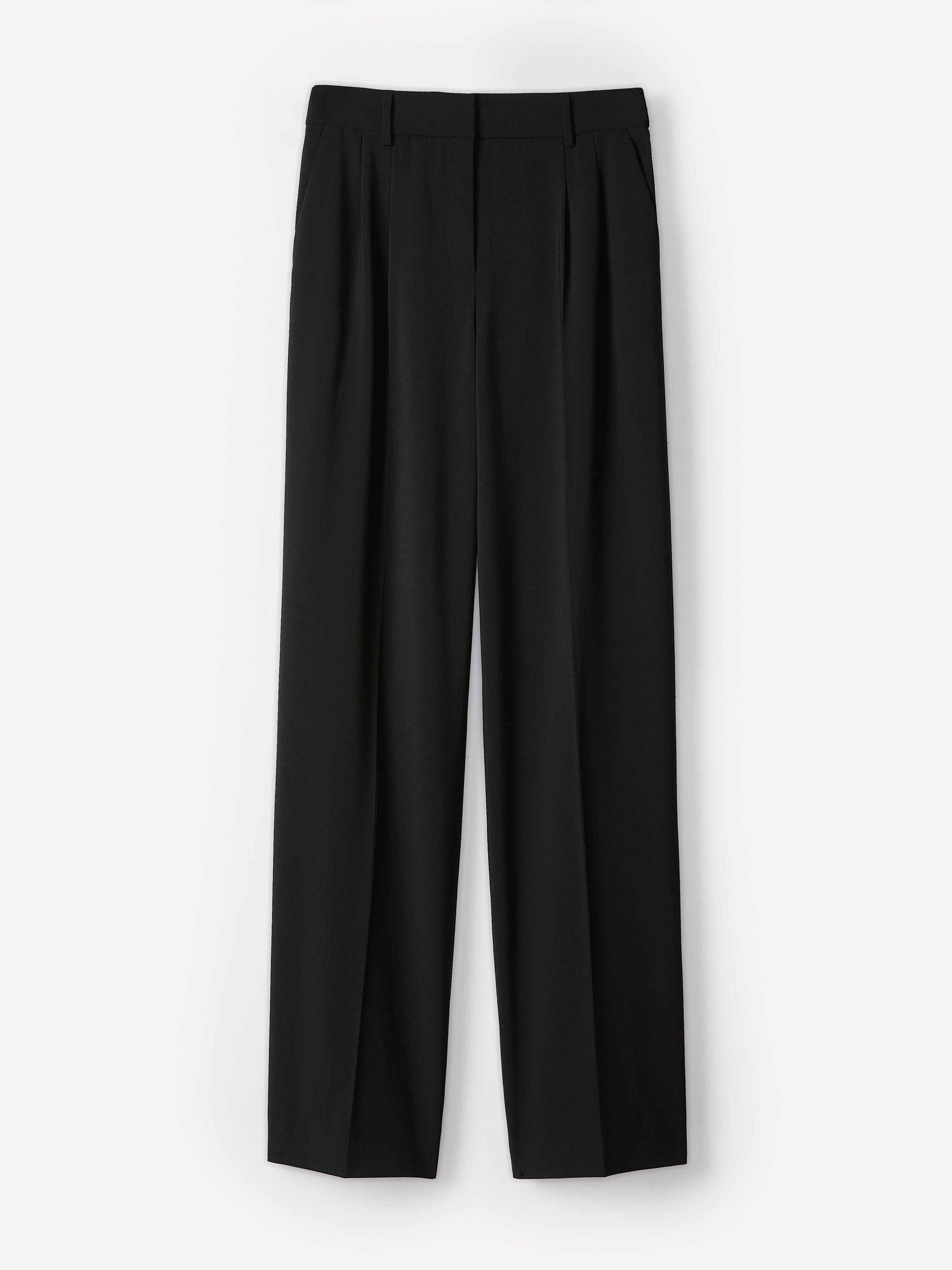 Pantalon Noir à Taille Haute et Jambe Large