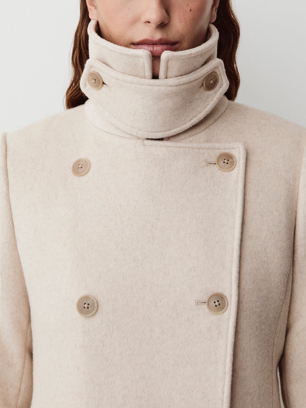 Wool Blend Double Breasted Coat