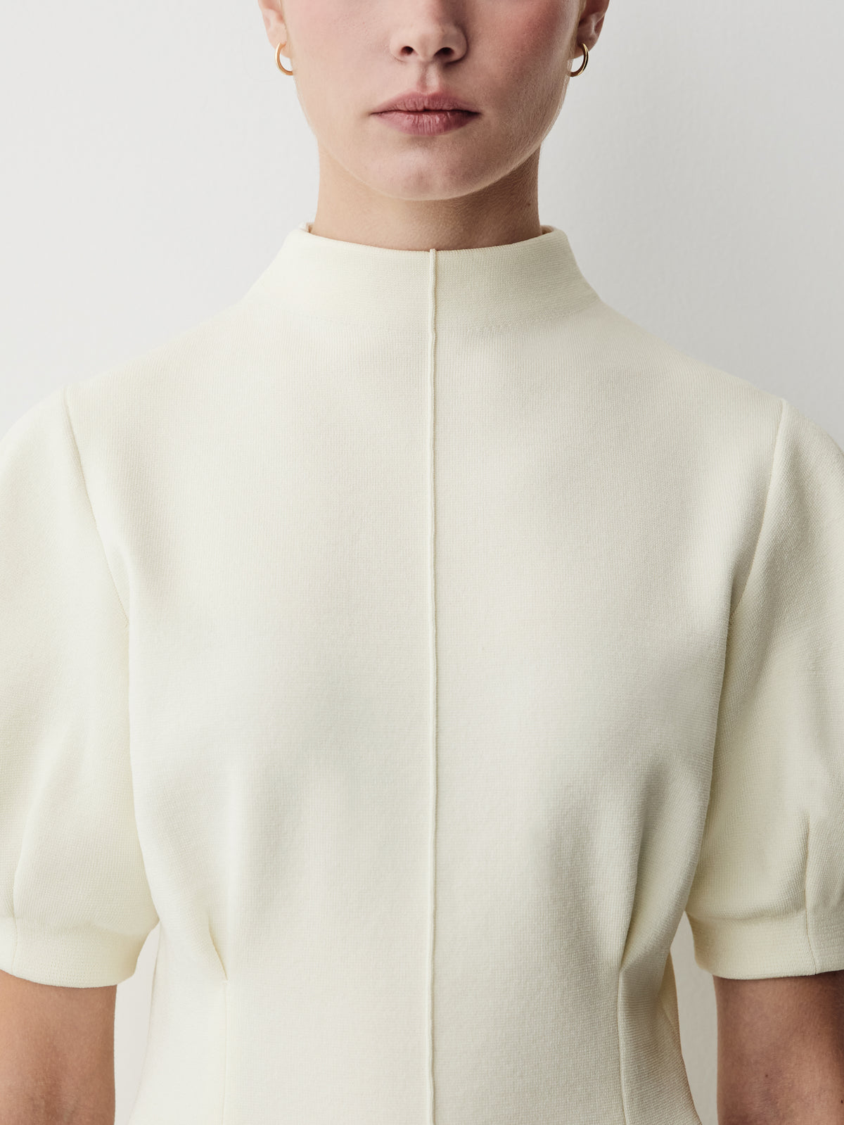 Short-Sleeve Mock-Neck Hourglass Sweater Dress