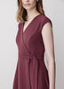 Extended-Sleeve V-Neck Wrap Midi Dress