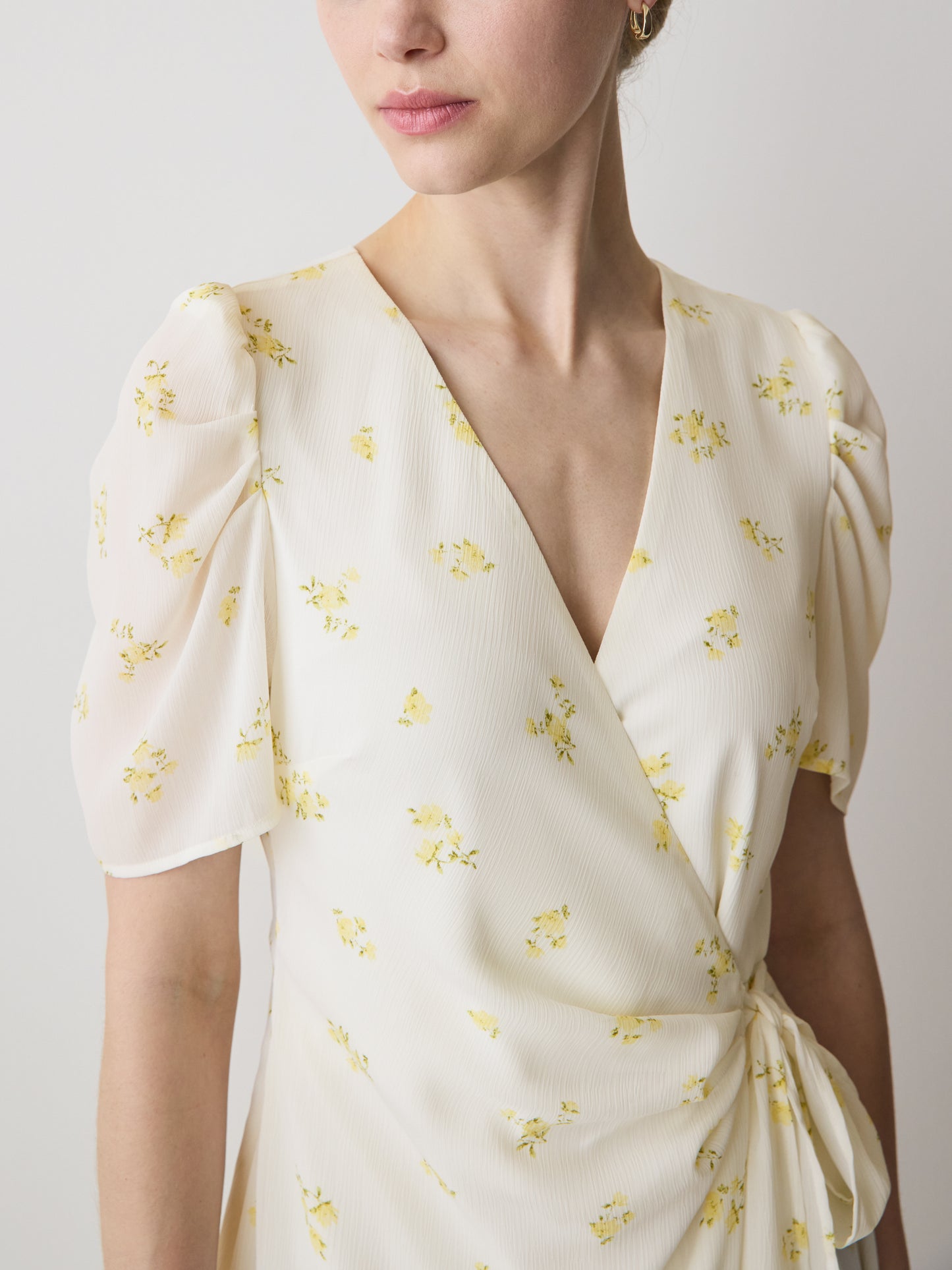 Woven Chiffon Midi Dress with Lace Trim