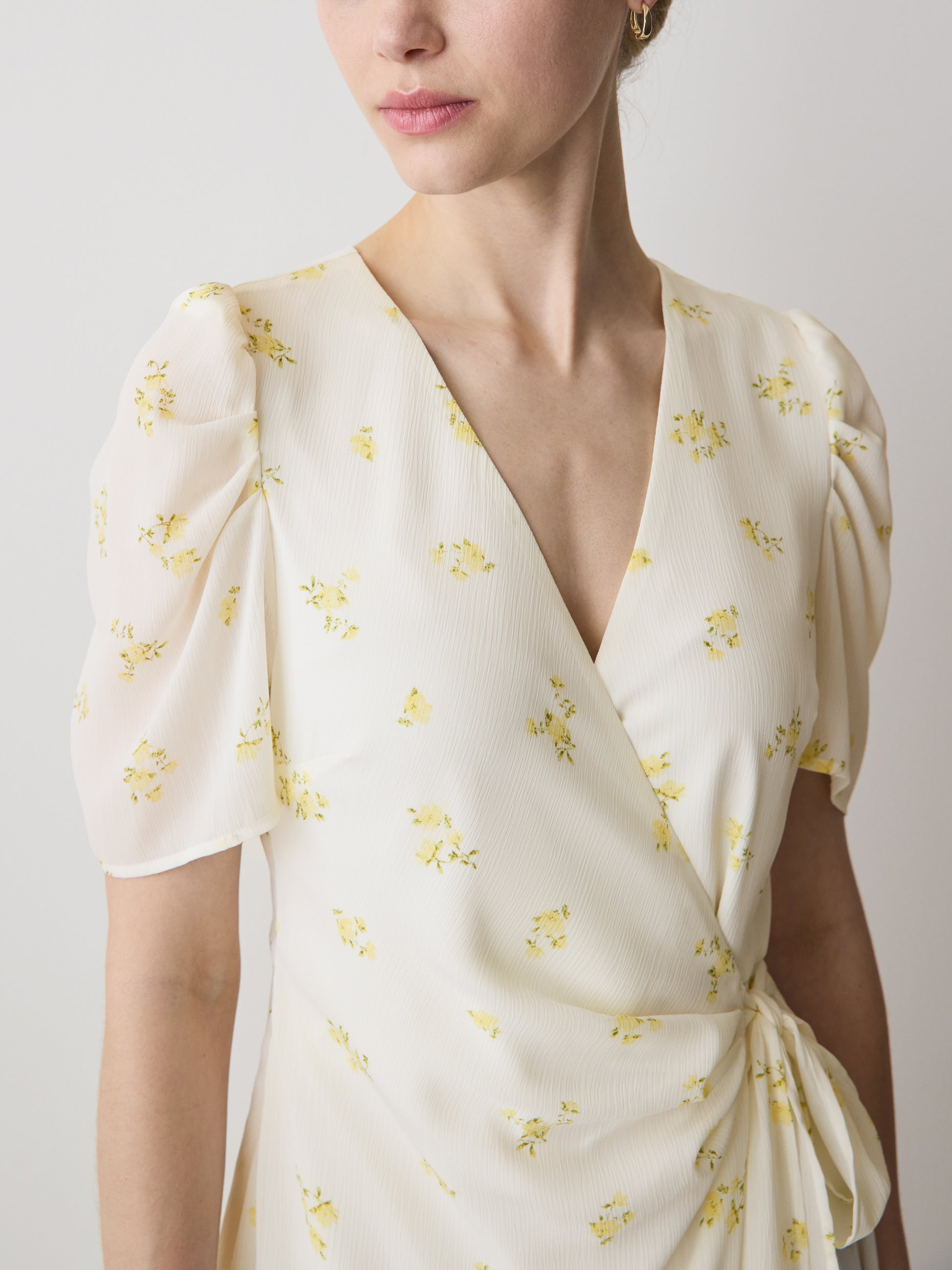 Woven Chiffon Midi Dress with Lace Trim