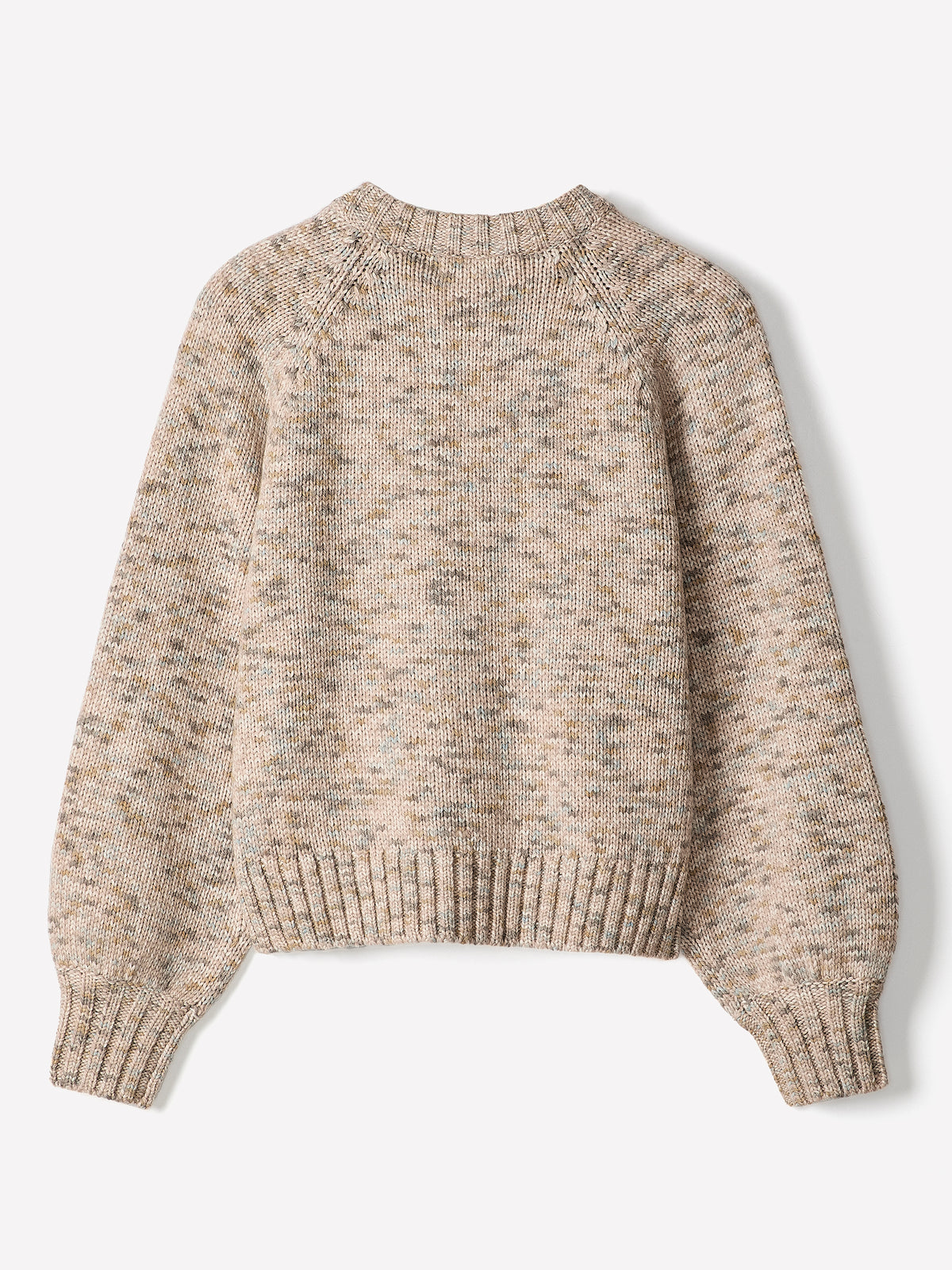 Long-Sleeve Crew-Neck Marled Cardigan