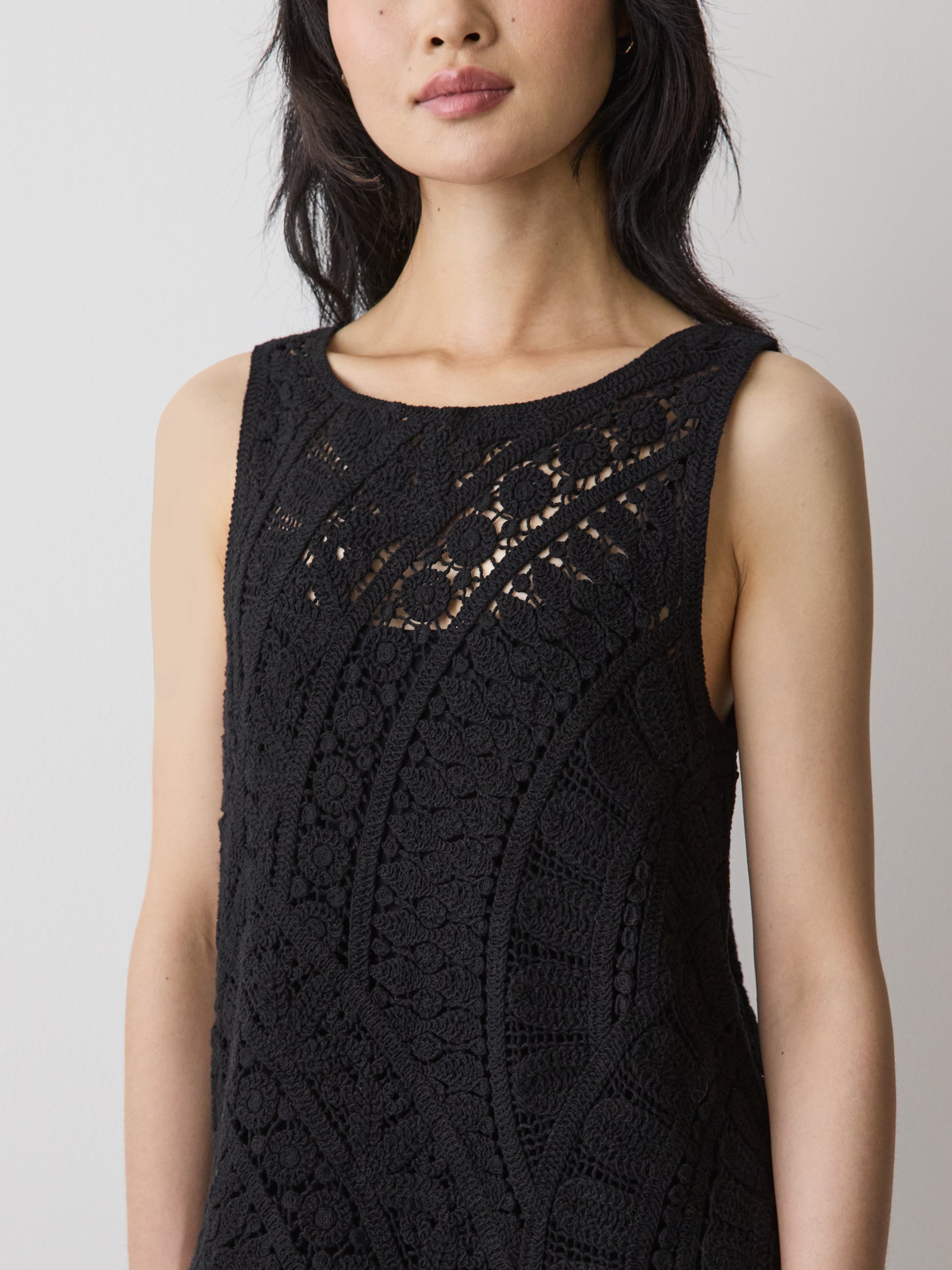 Sleeveless Crochet Mini Dress