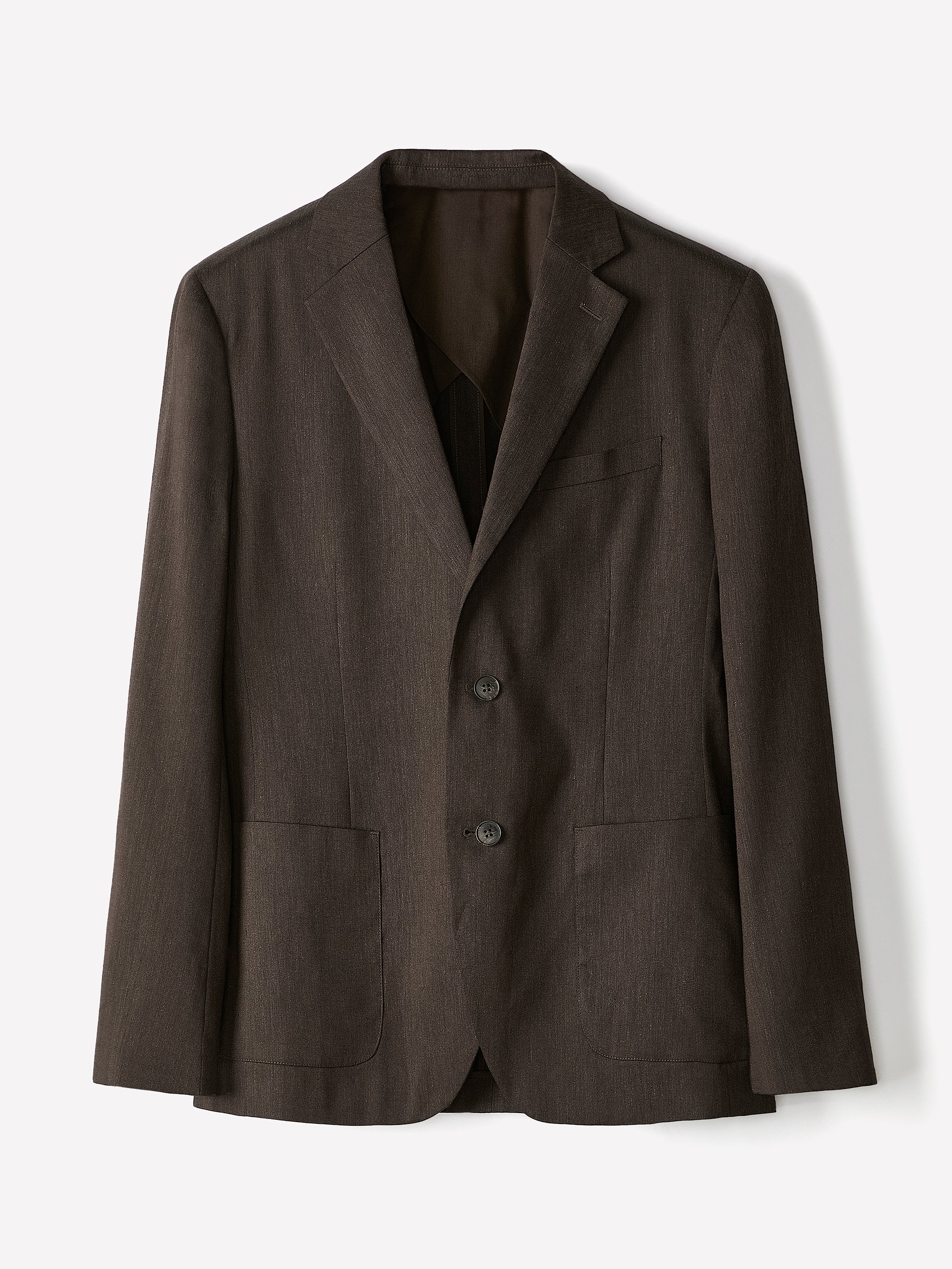 Slim-Fit Brown Linen-Blend Blazer