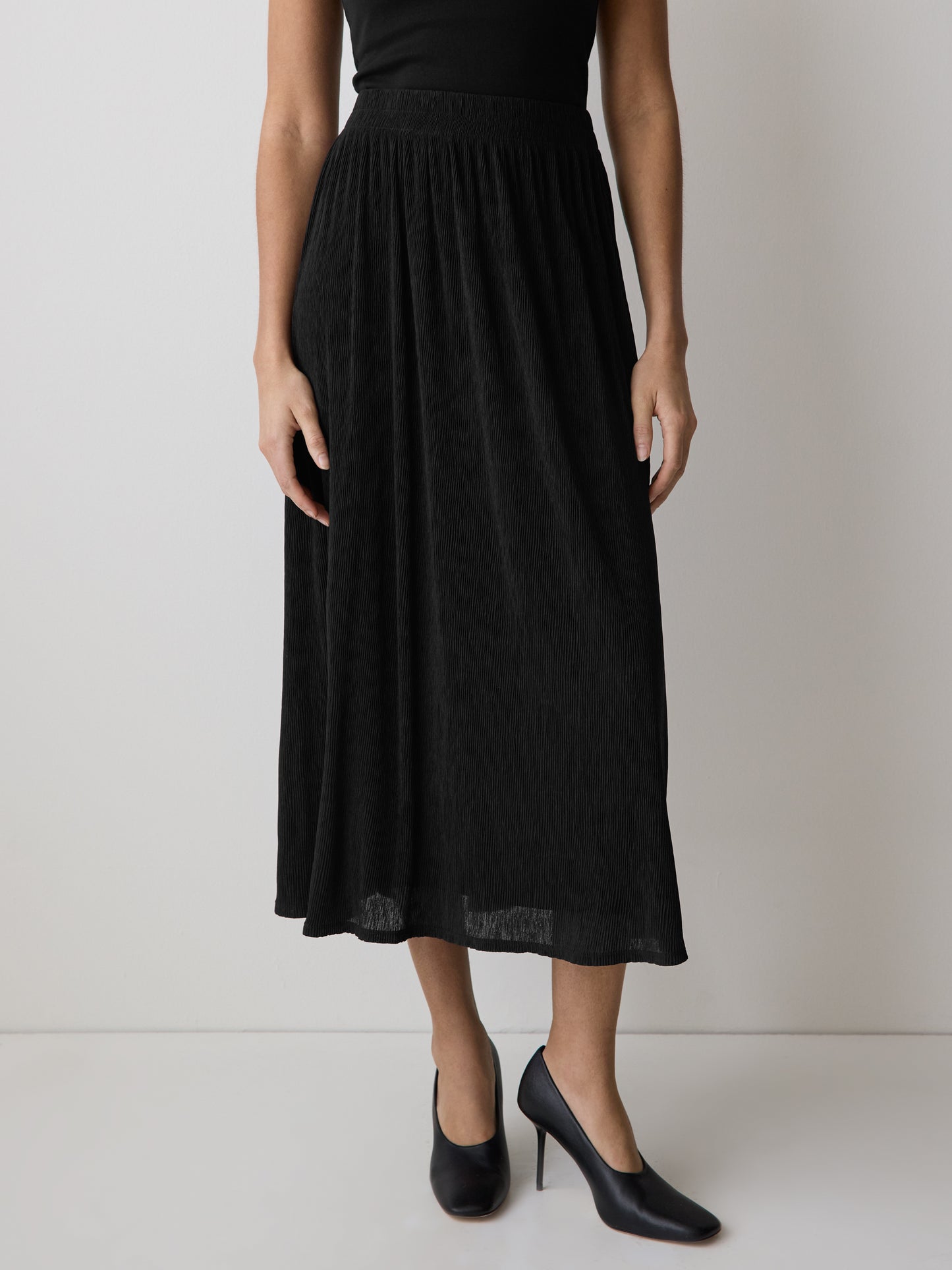 High-Rise Flare Midi Skirt