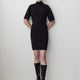 Short-Sleeve Mock-Neck Mini Sweater Dress