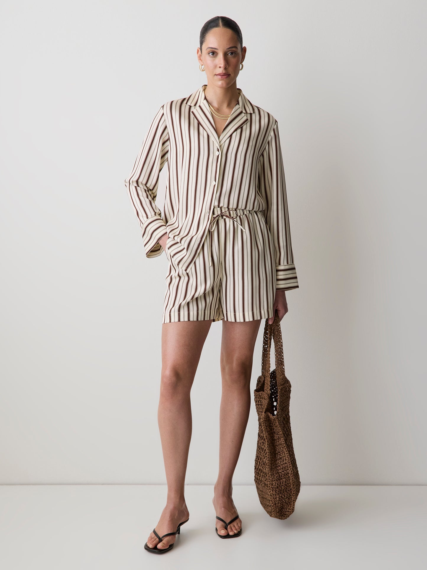 Striped Mid-Rise Pull-On Short