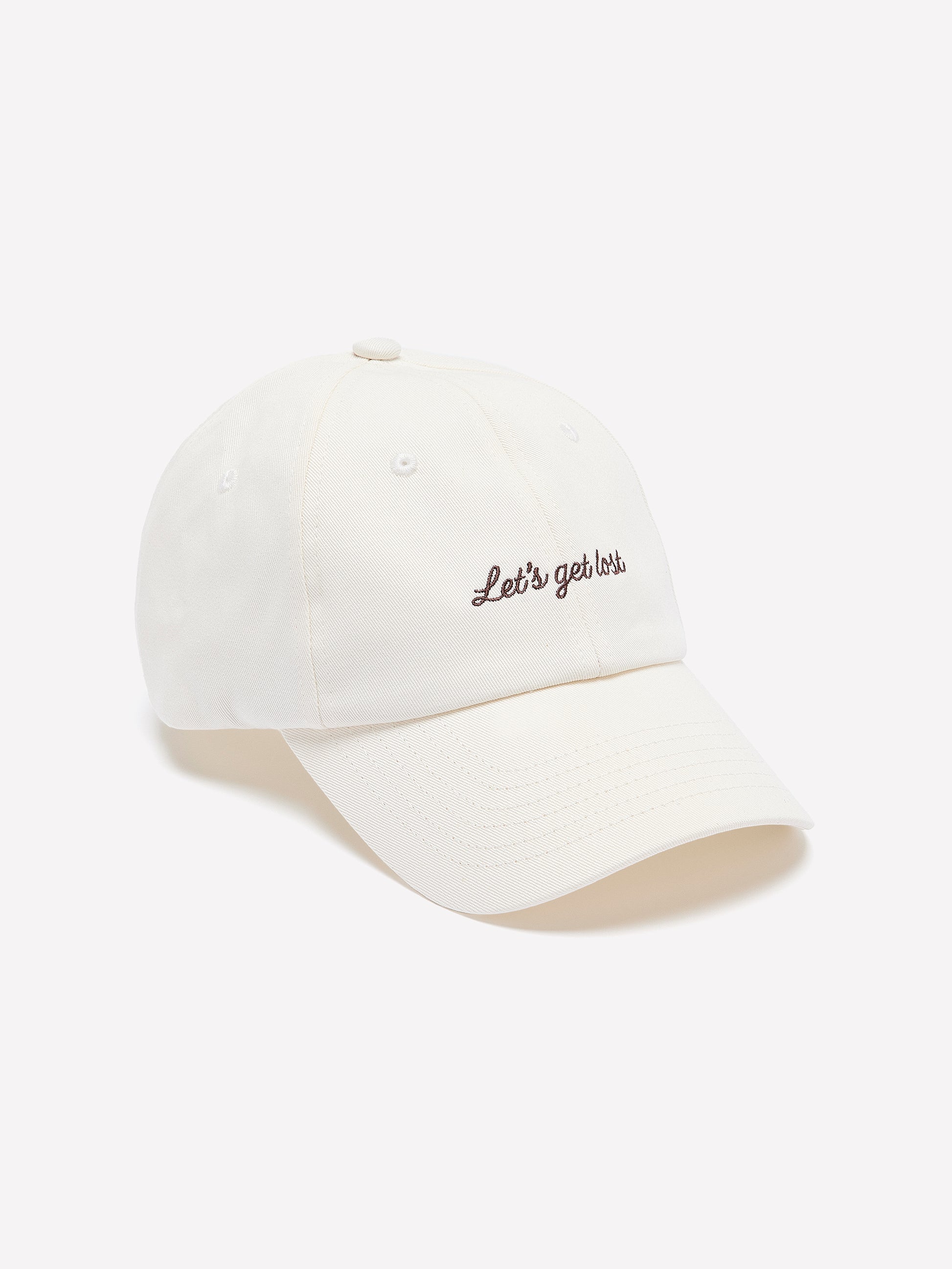 Woven Cotton Ball Cap with Embroidered Detail