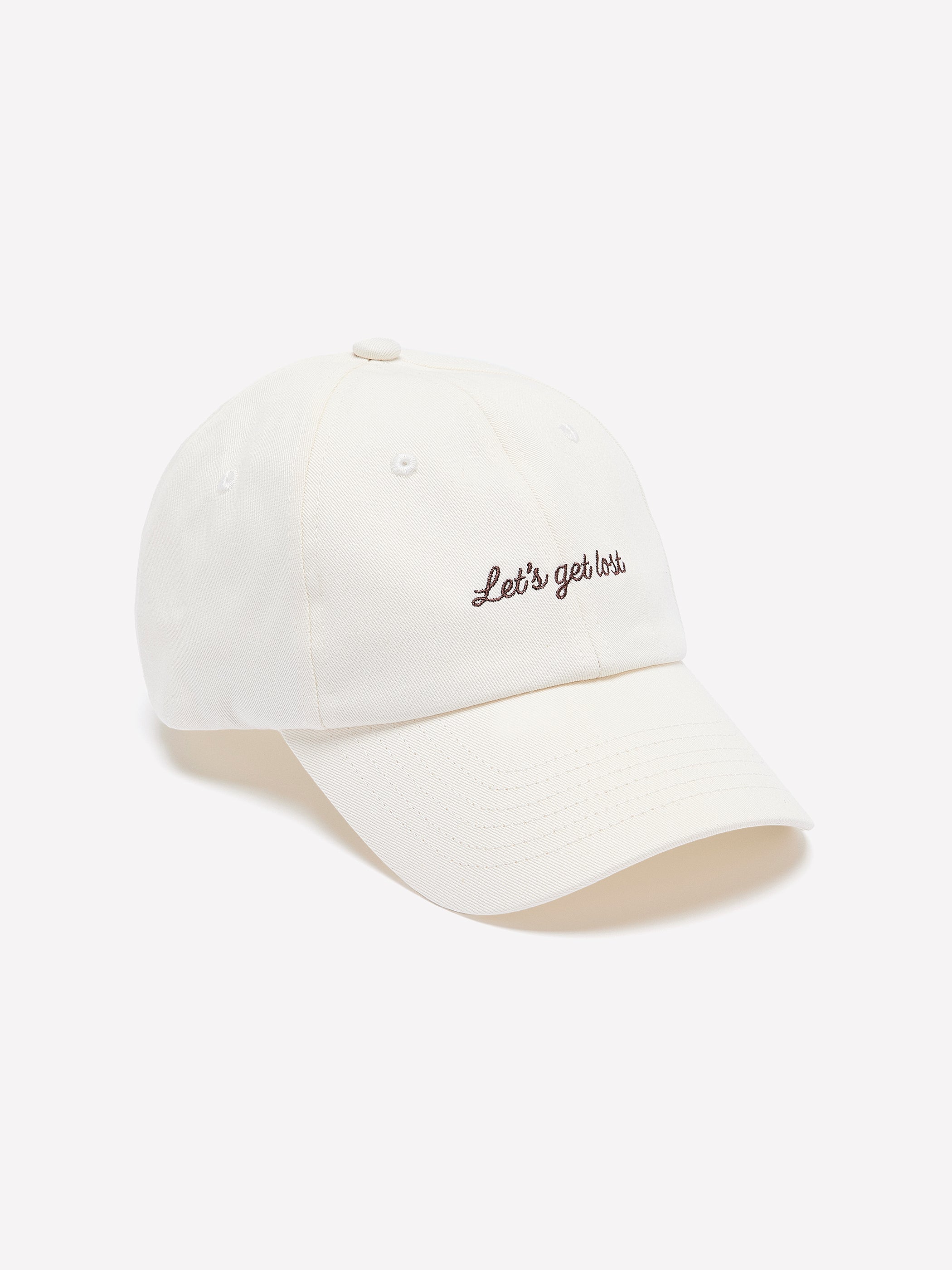 Woven Cotton Ball Cap with Embroidered Detail