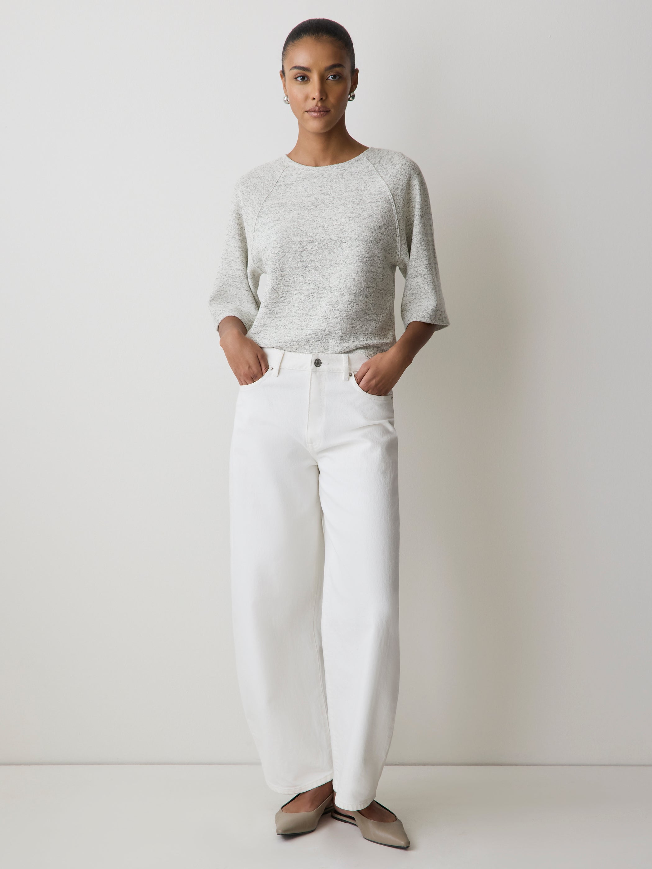Women's Long Raglan Sleeve Crew Neck Knit Top – RW&CO