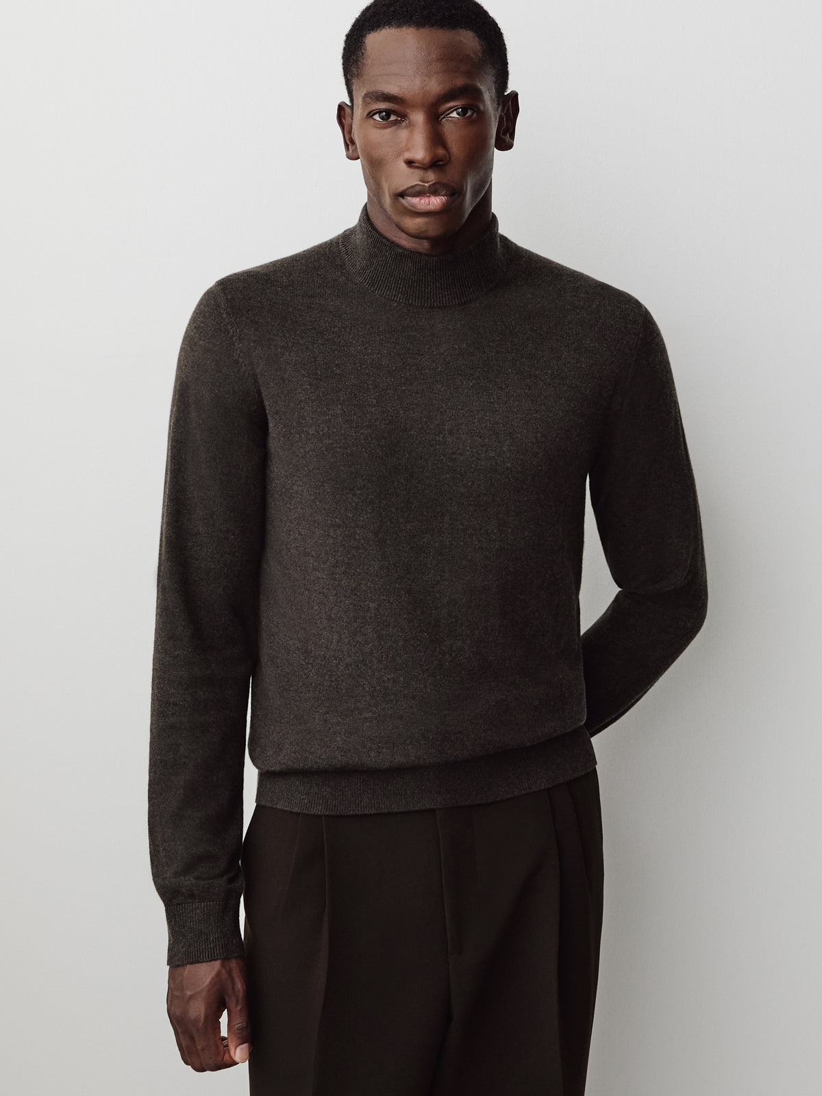 Long Sleeve Mock Neck Pullover Sweater Cotton Blend