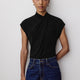 Extended-Sleeve Top with Crossover Draped Mock Neckline