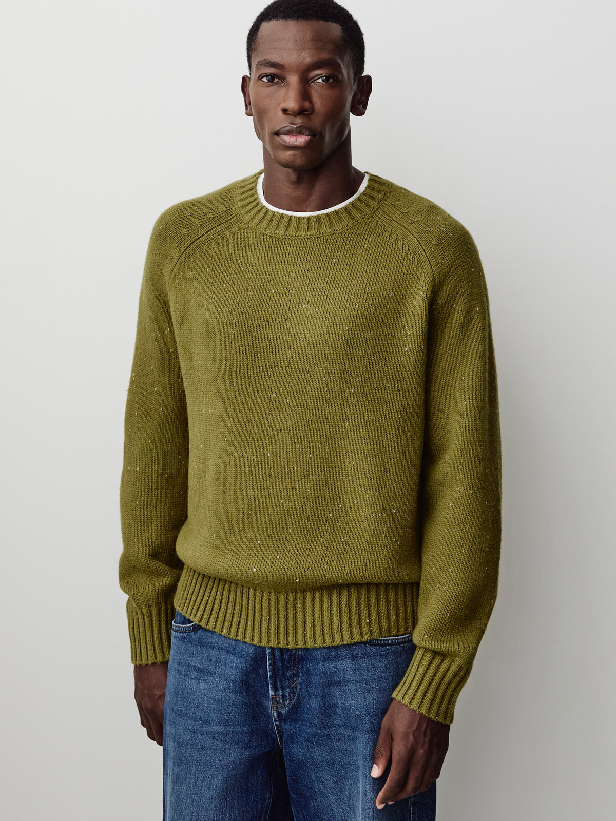 Crew Neck Sweater with Acrylic Cotton Wool Blend