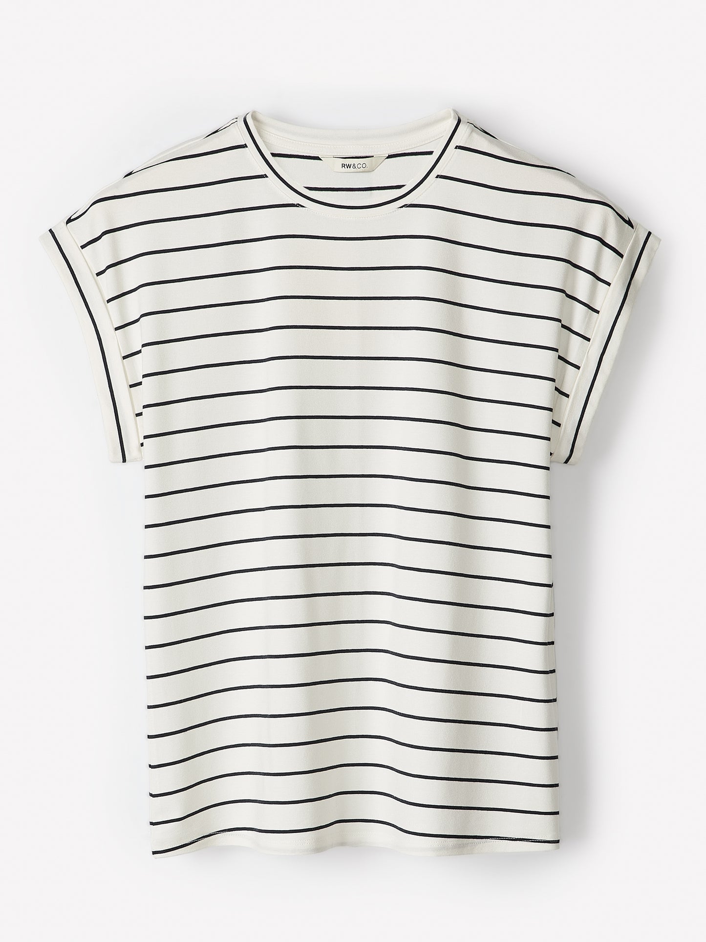 Striped Extended-Sleeve Crew-Neck Tee