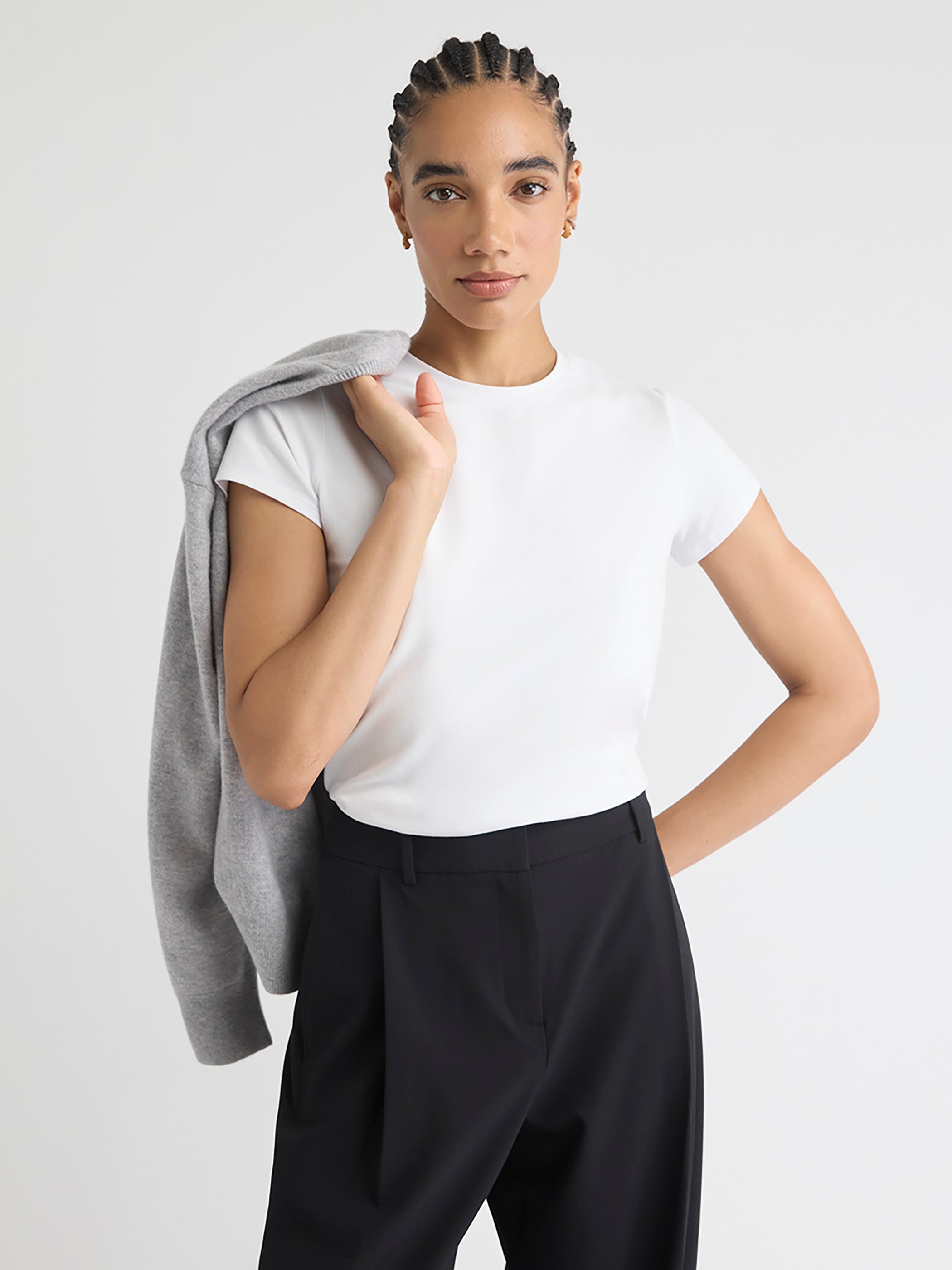 T-Shirt à Manches Courtes et Col Rond en Coton Biologique