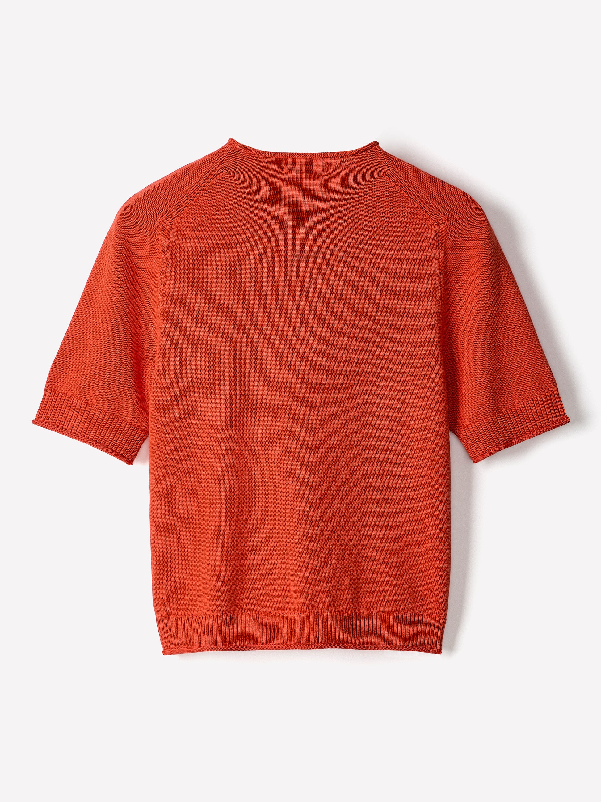 Knit Cotton Blend Funnel Neck Sweater