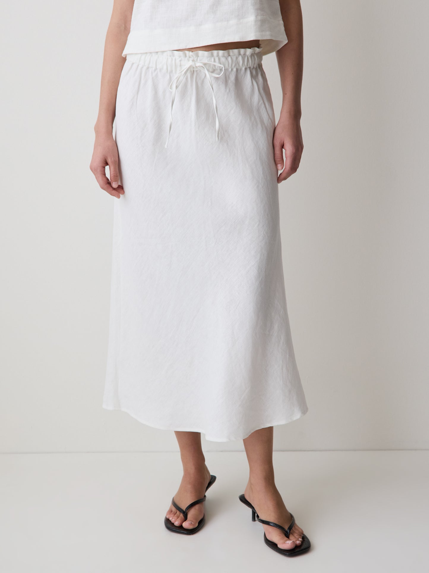 Linen Straight Midi Skirt