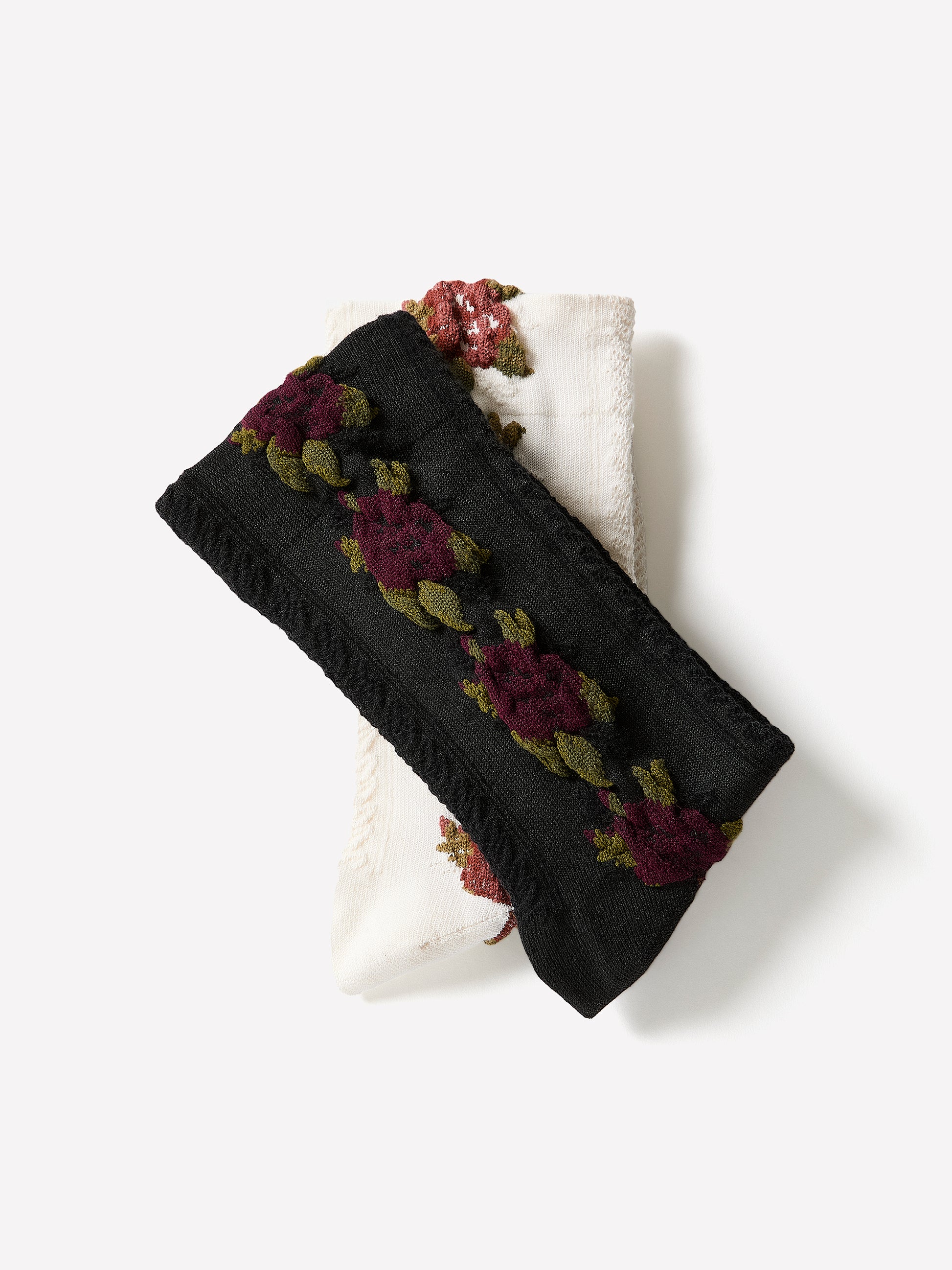 Crew Socks Cotton Blend Textured Floral