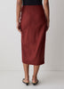 Woven Linen Blend Wrap Midi Skirt