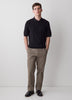 Short-Sleeve Cotton Polo with Vertical Stitches