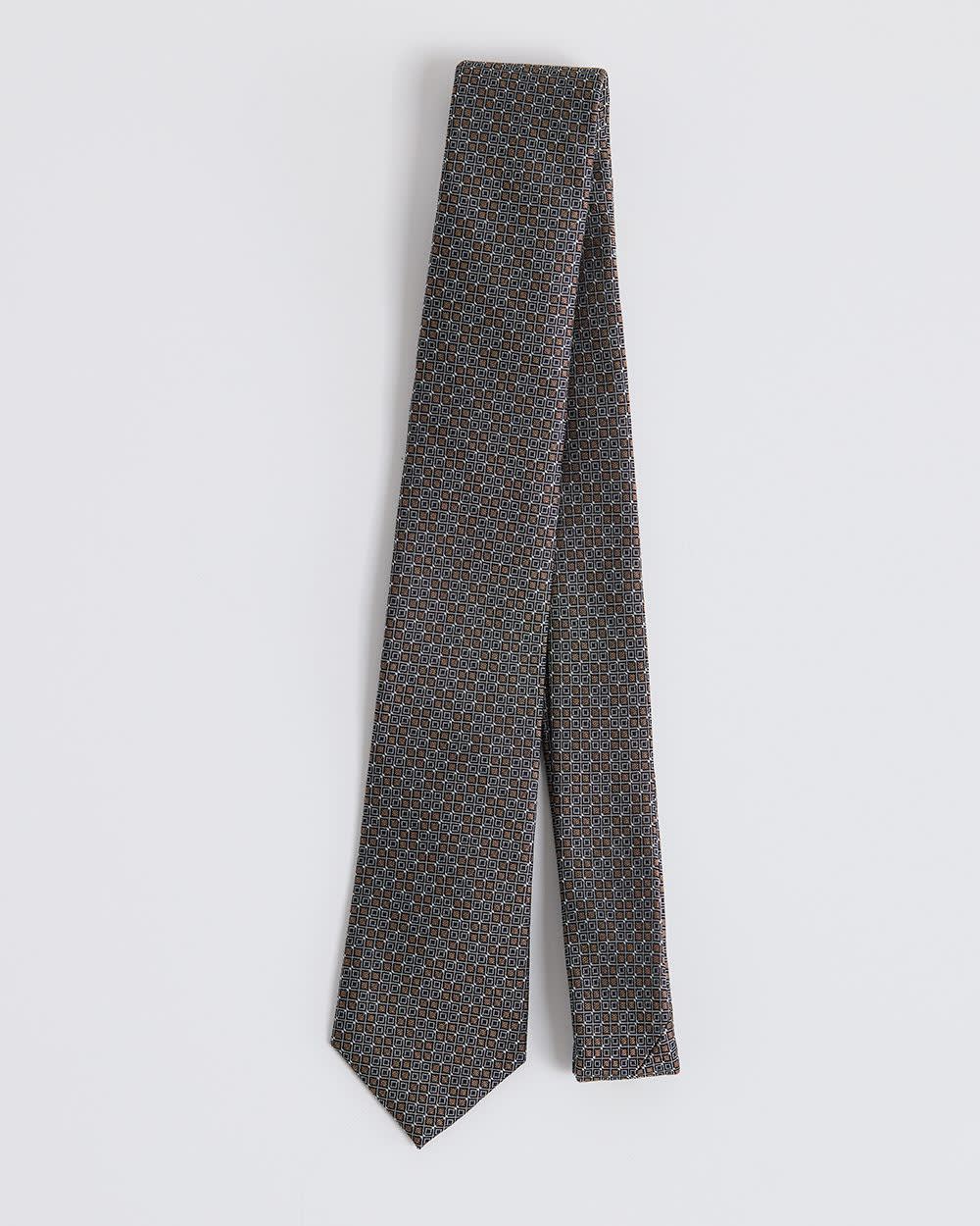 Skinny Tie with Square Geometric Pattern