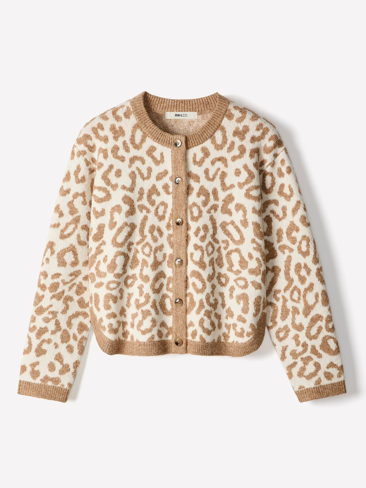 Knit Leopard Print Cardigan with Long Sleeves