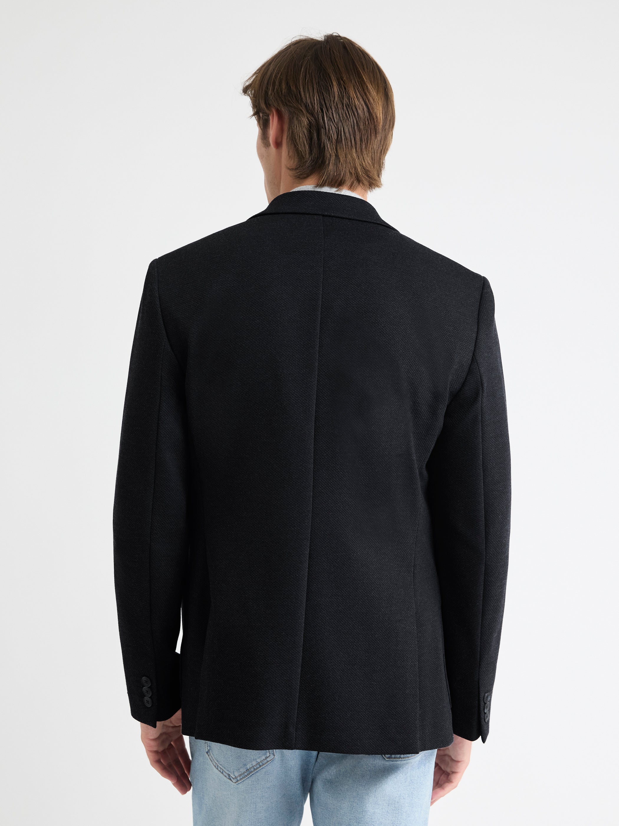 Slim-Fit Textured Knit Blazer