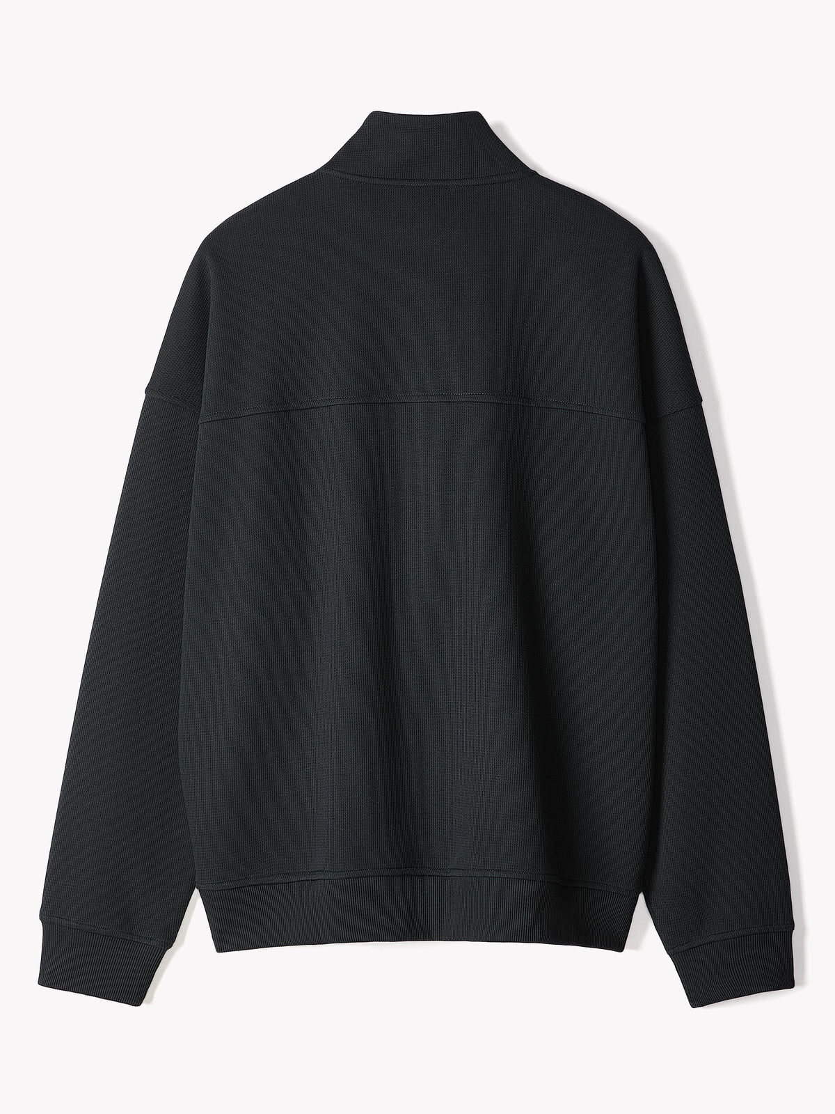 Long-Sleeve Half-Zip Mock-Neck Waffled Sweater