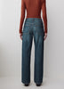 Woven Denim Pant Mid Rise Slouchy Straight Fit