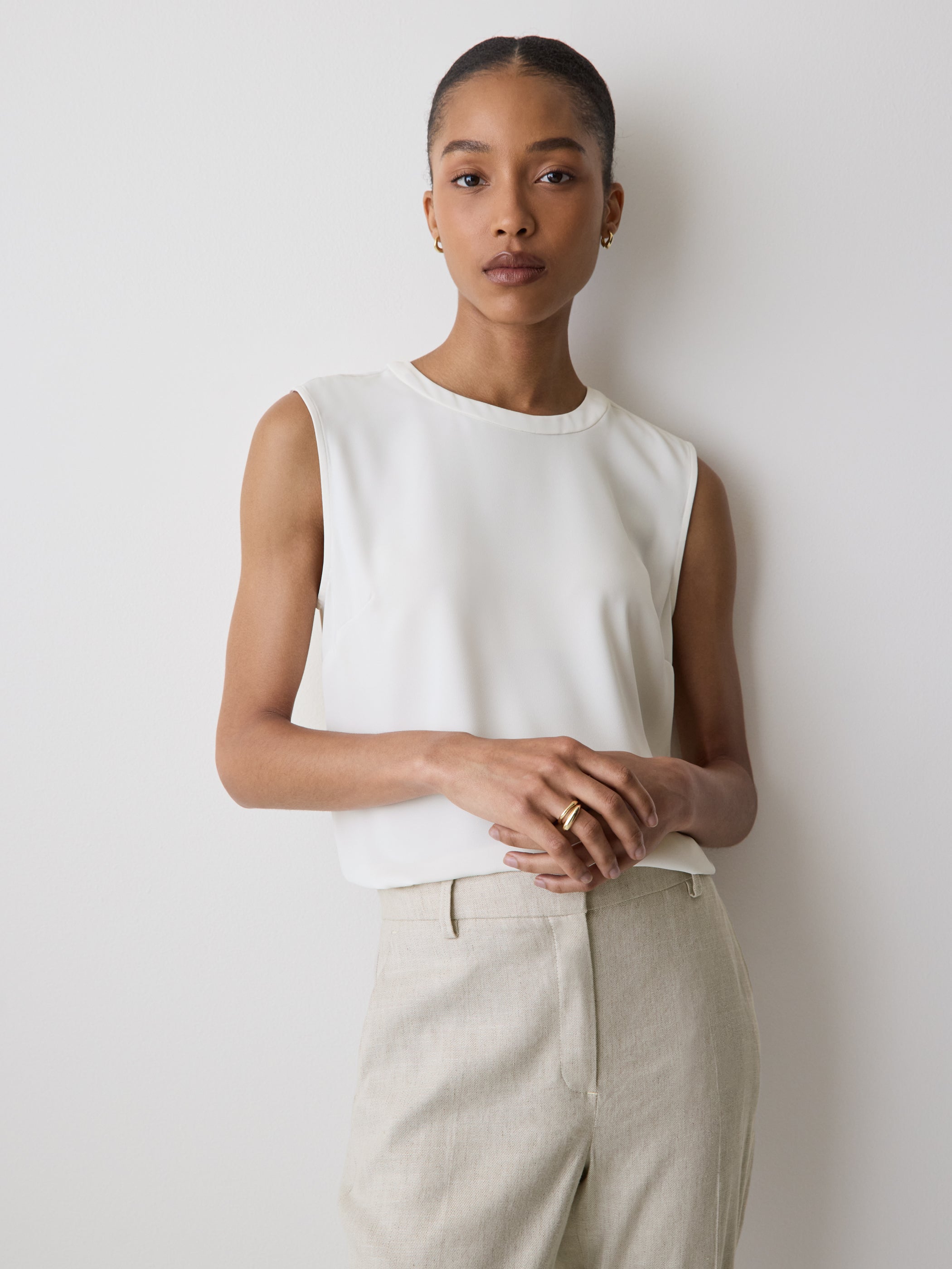 Crew-Neck Satin Cami
