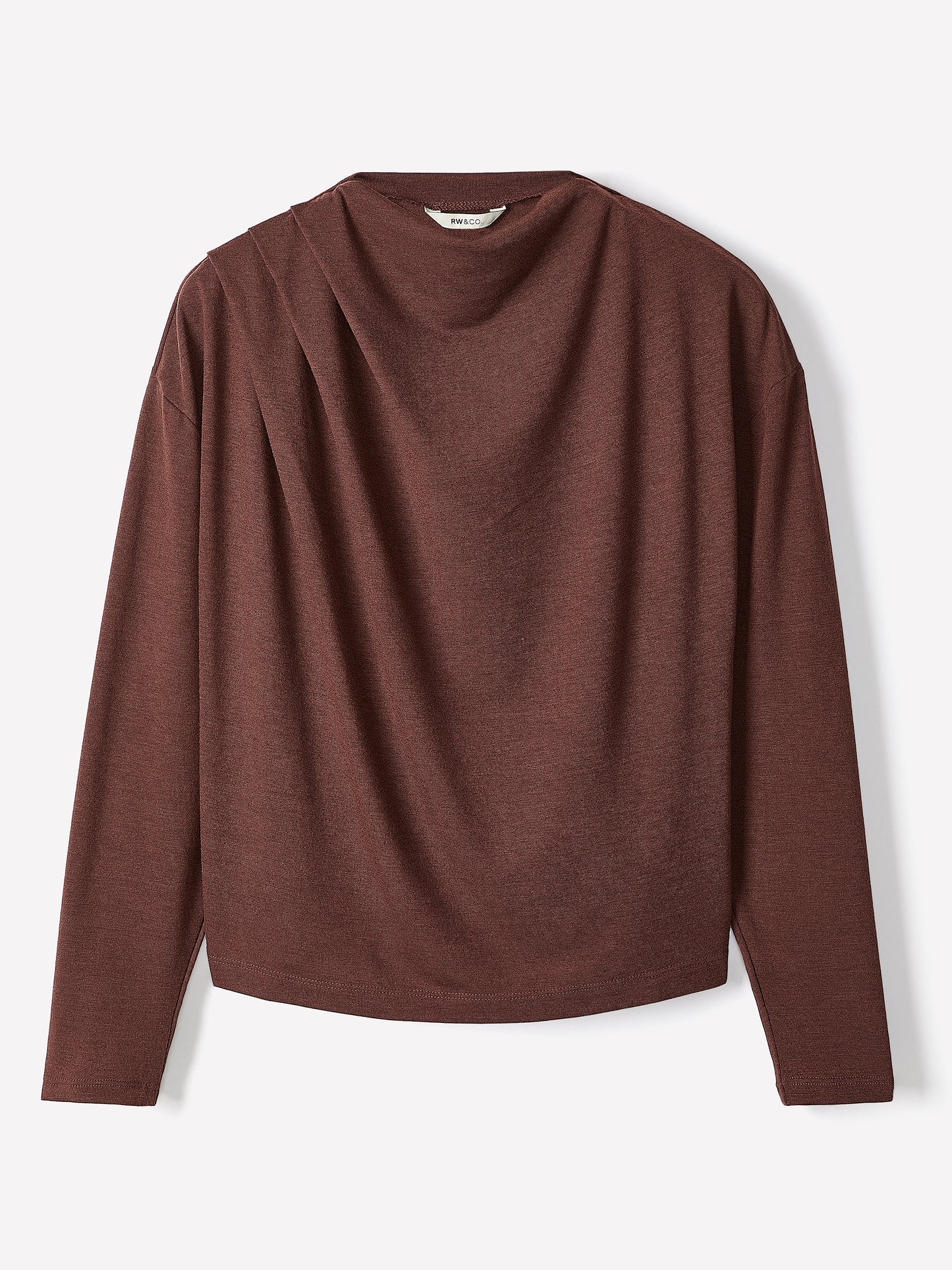 Haut à Manches Longues à Col Rond Drapé