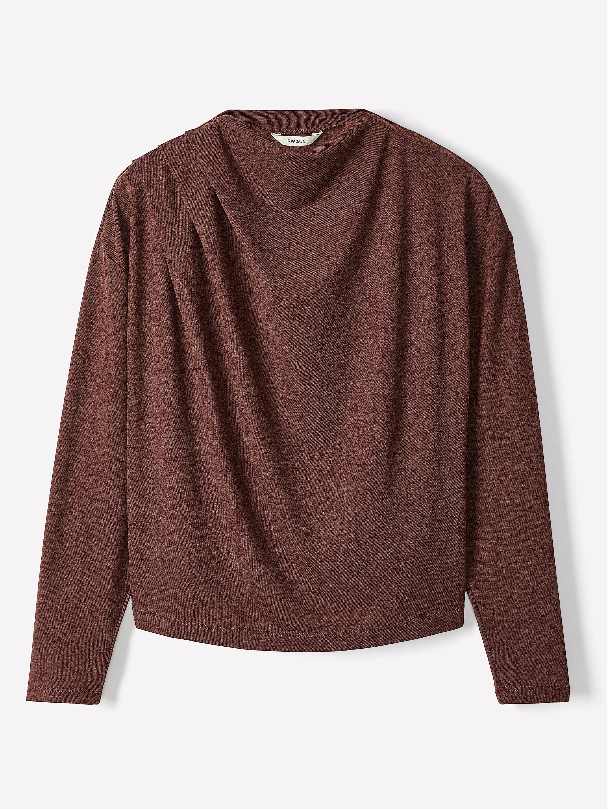 Haut à Manches Longues à Col Rond Drapé