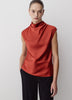 Satin Drapey Neck Extended Sleeve Blouse
