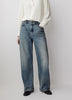 Woven Denim Pant Mid Rise Oversize Fit Stretch Fabric