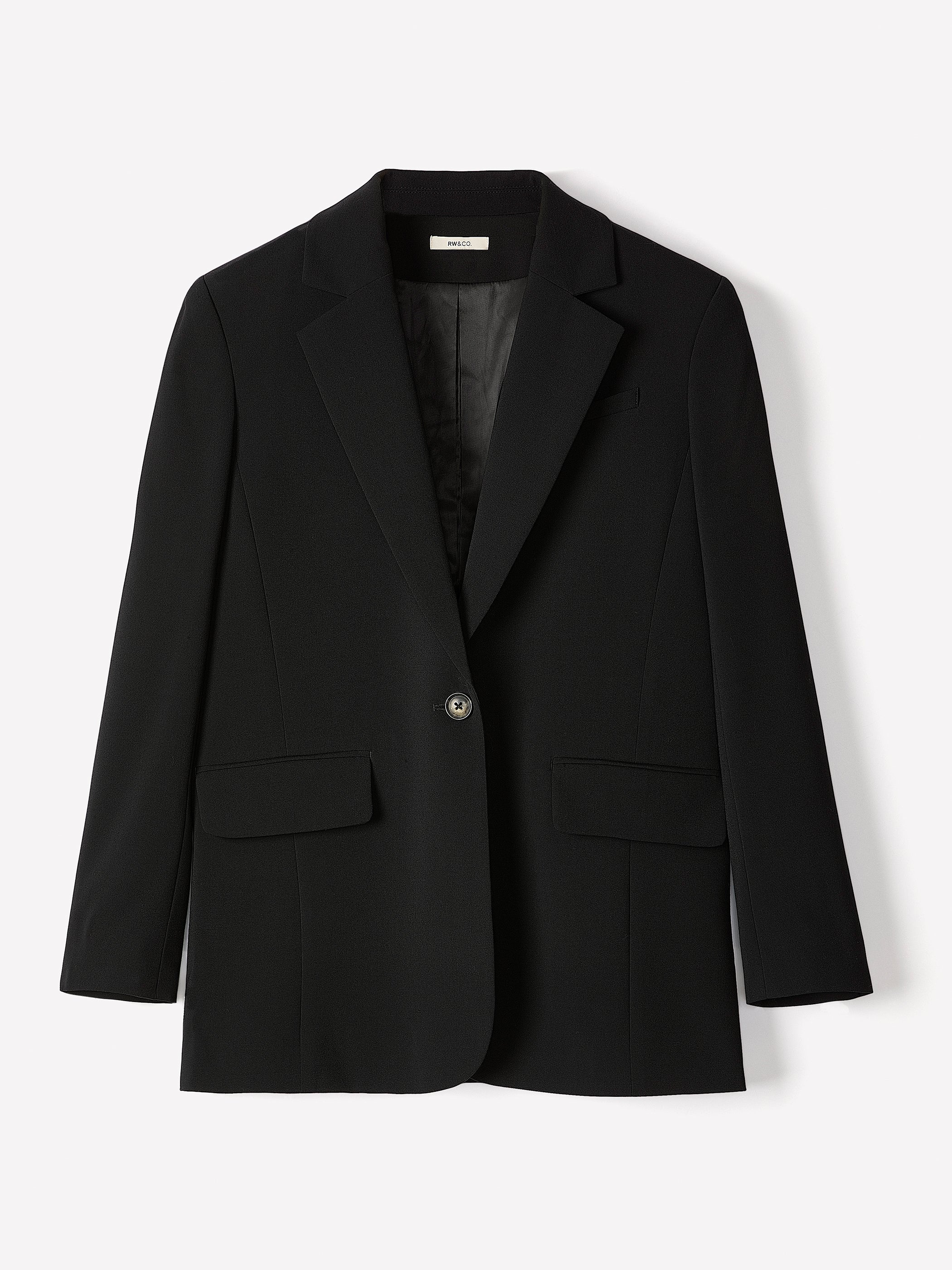 Black Relaxed Fit One-Button Blazer