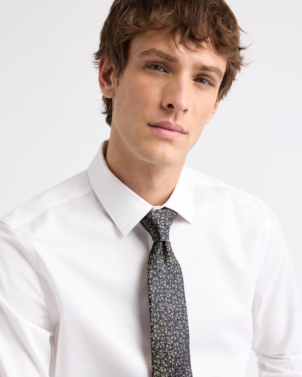 Blue Regular Tie with Floral Pattern