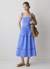 Sleeveless Square-Neck Linen-Blend Midi Dress