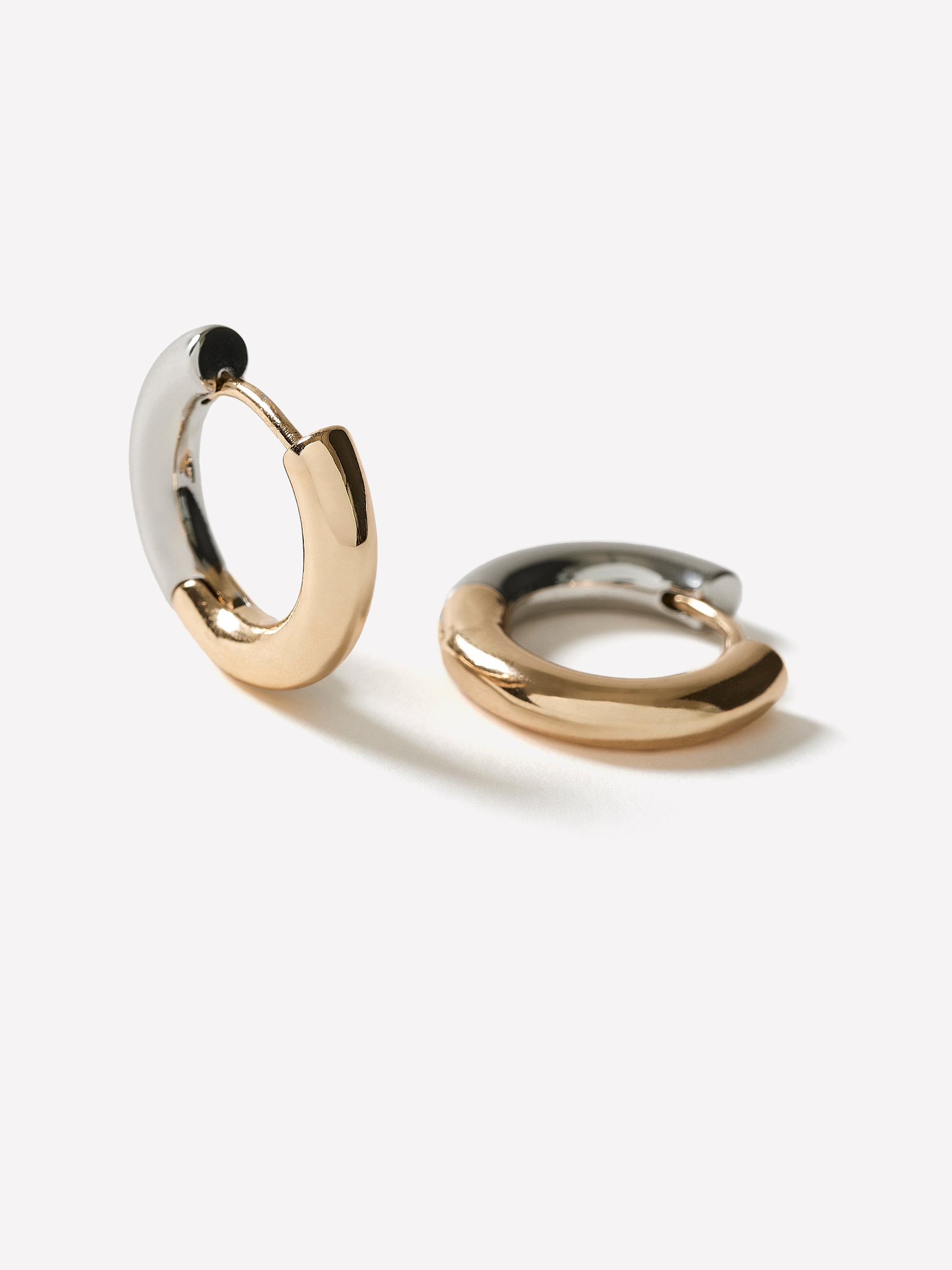 Hoop Earrings Two Tone Metal