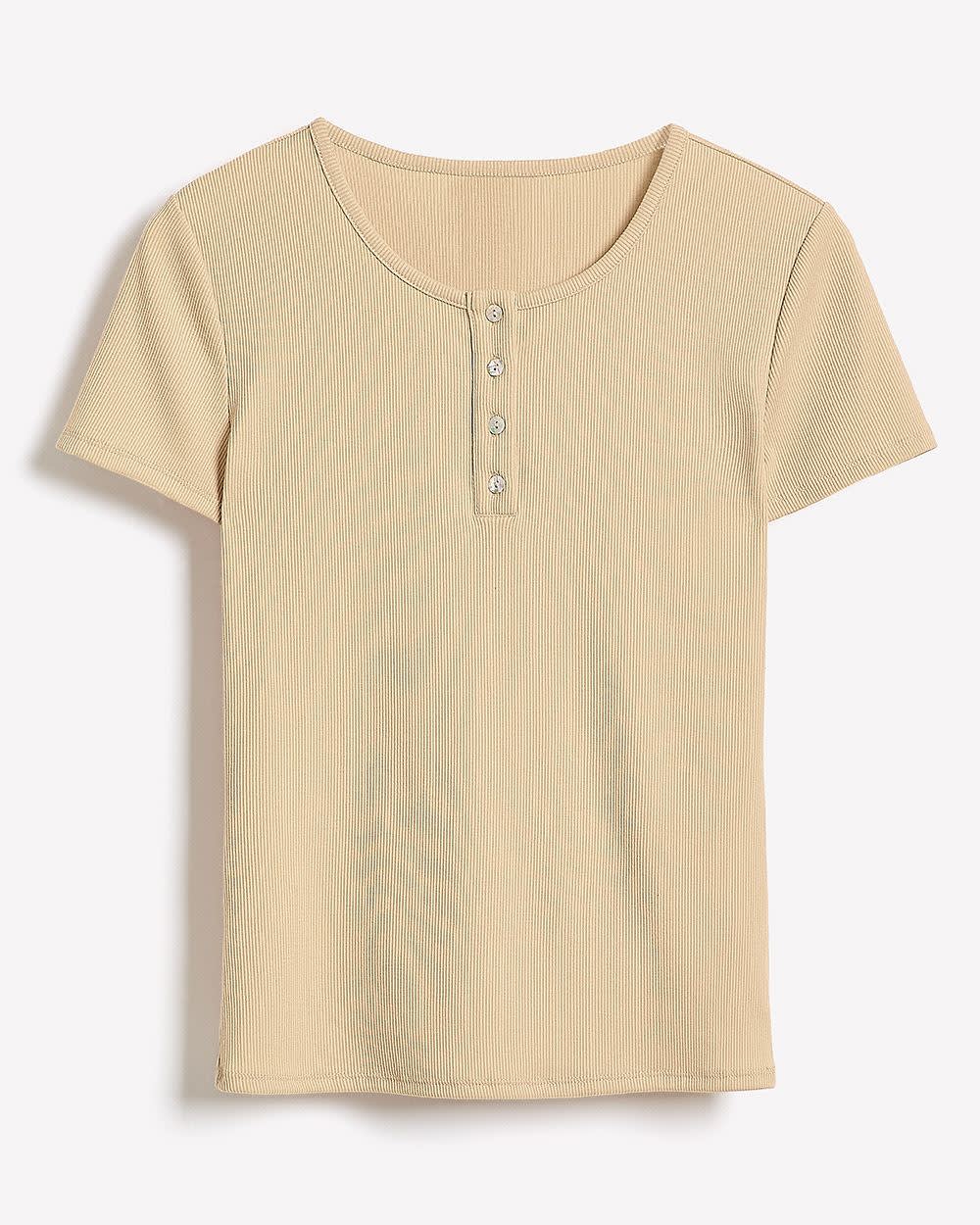 Haut Côtelé à Col Henley et Manches Courtes