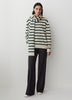 Mens Lambswool Crew Neck Knit Sweater with Stripe