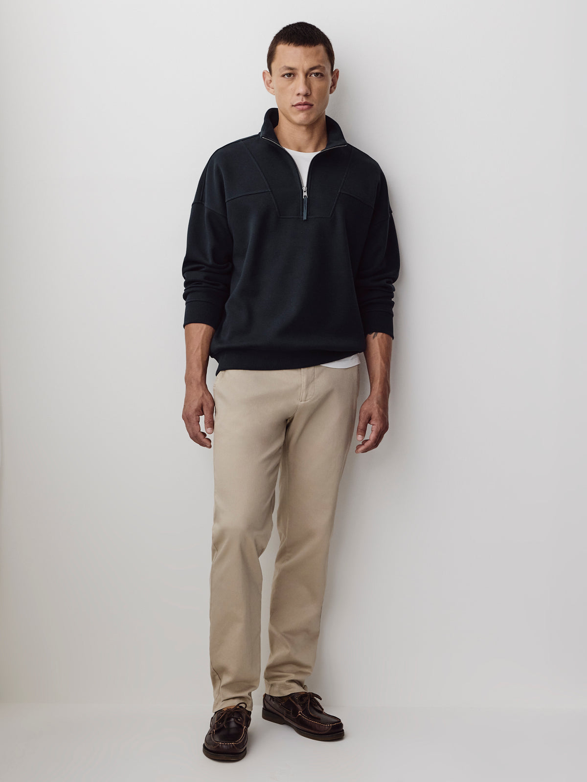 Men's Knit Pullover Waffle Mock Zip
