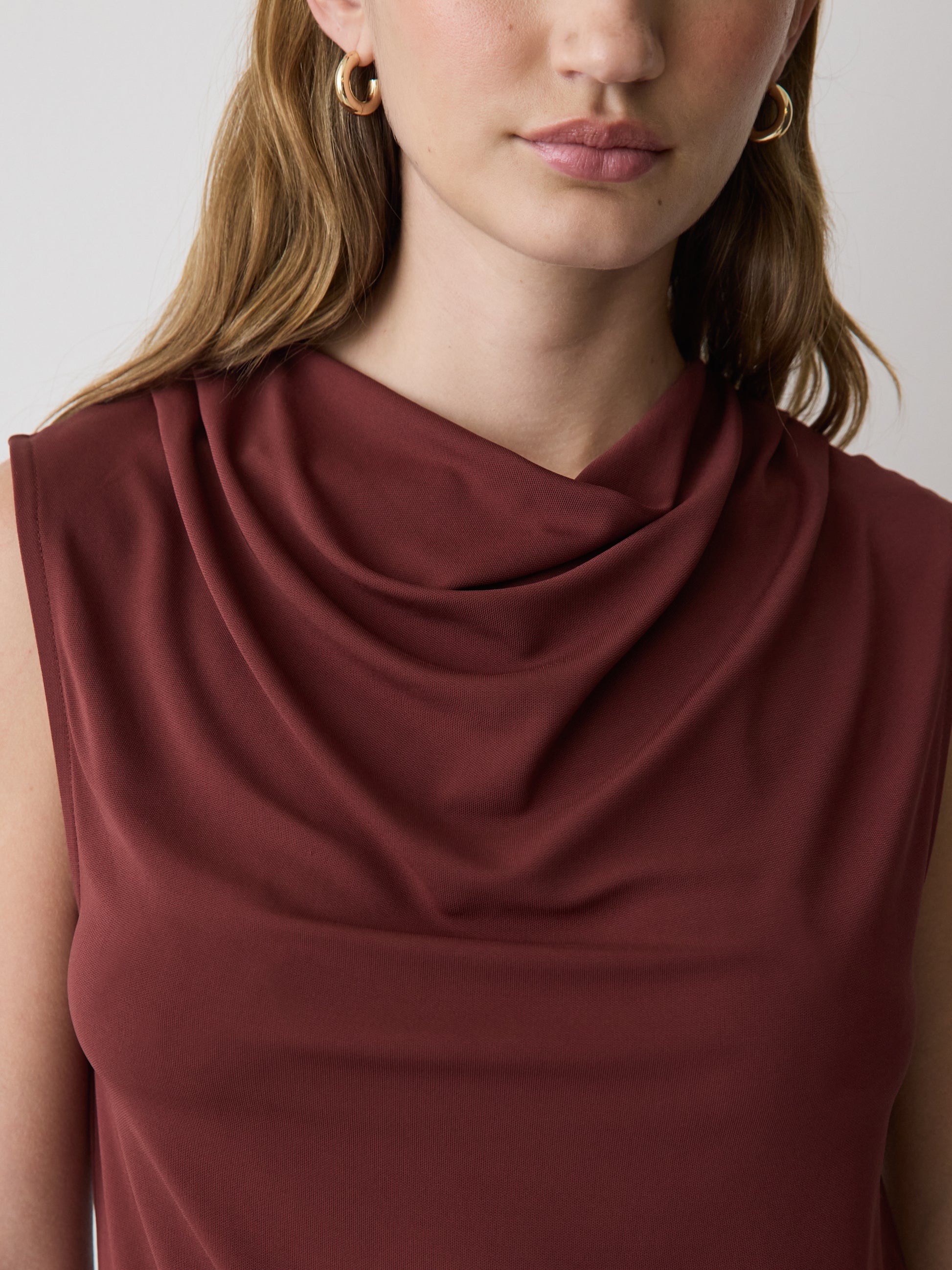 Sleeveless Top with Cowl Neckline