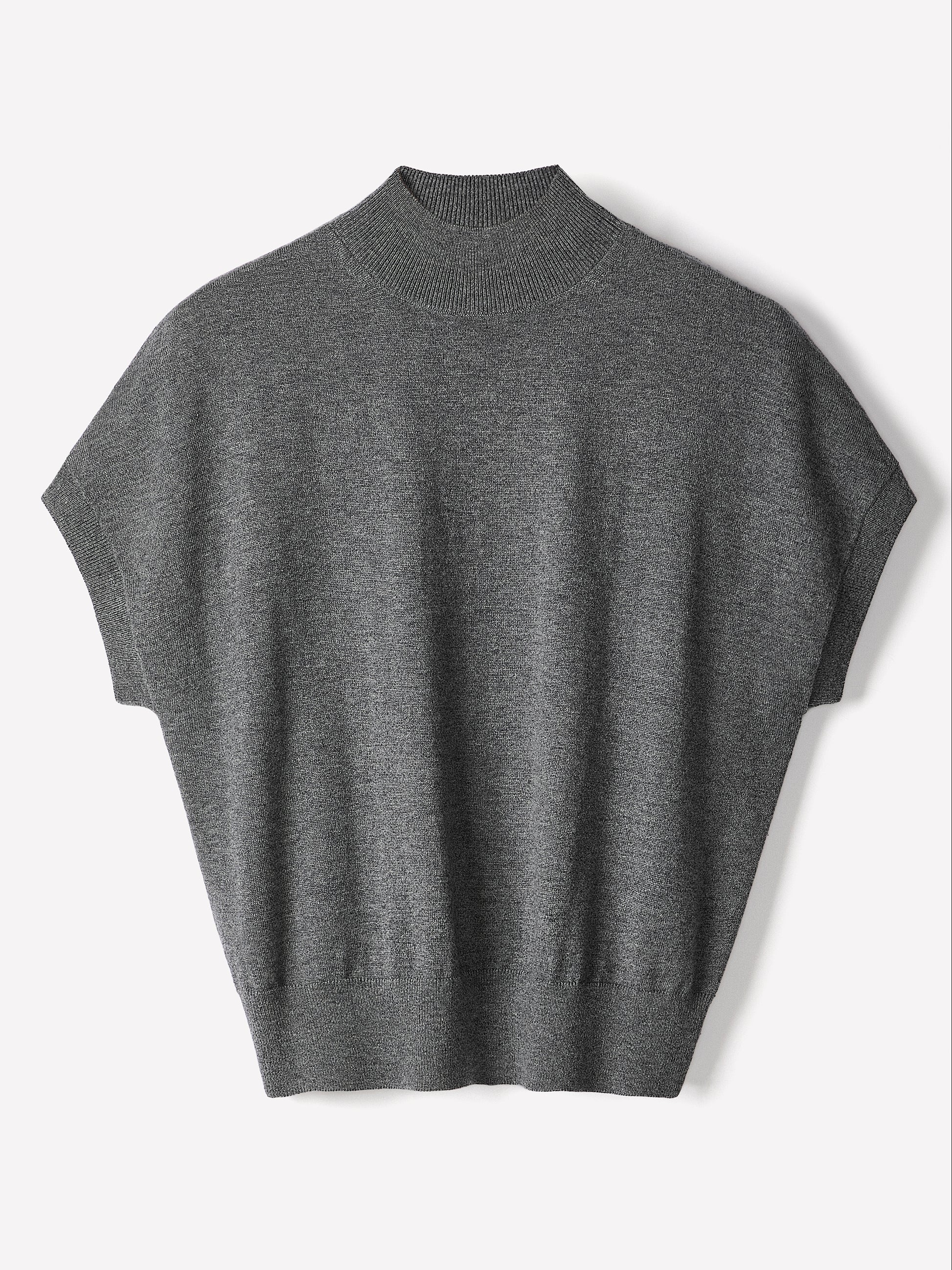 Knit Sweater Extra Fine Merino Wool Mock Neck