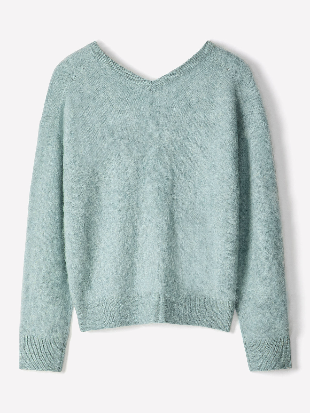 Long-Sleeve V-Neck Hairy Merino Sweater