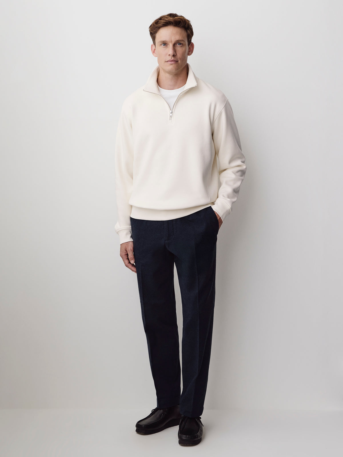 Long-Sleeve Half-Zip Mock-Neck Sweater