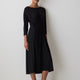 Knit Midi Dress 3/4 Sleeve Cowl Neck