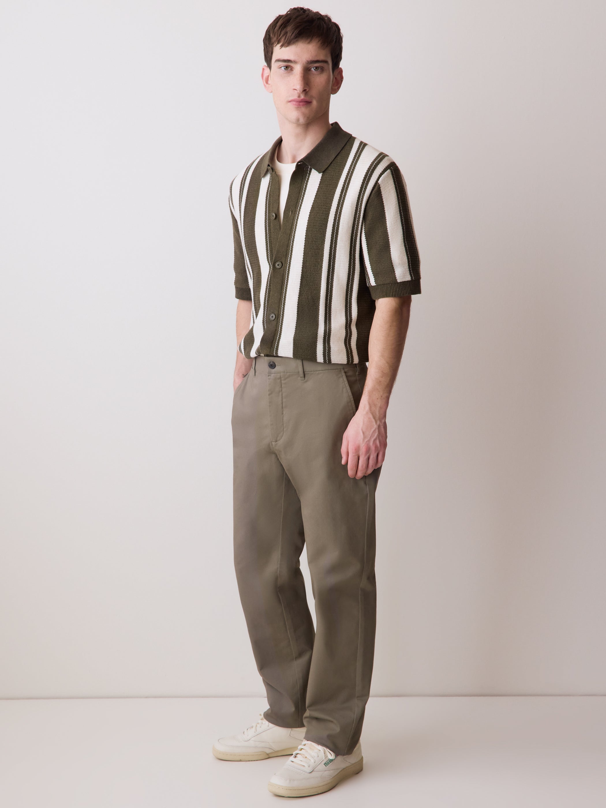 Men's Short-Sleeve Vertical Stripe Knit Shirt Sweater – RW&CO