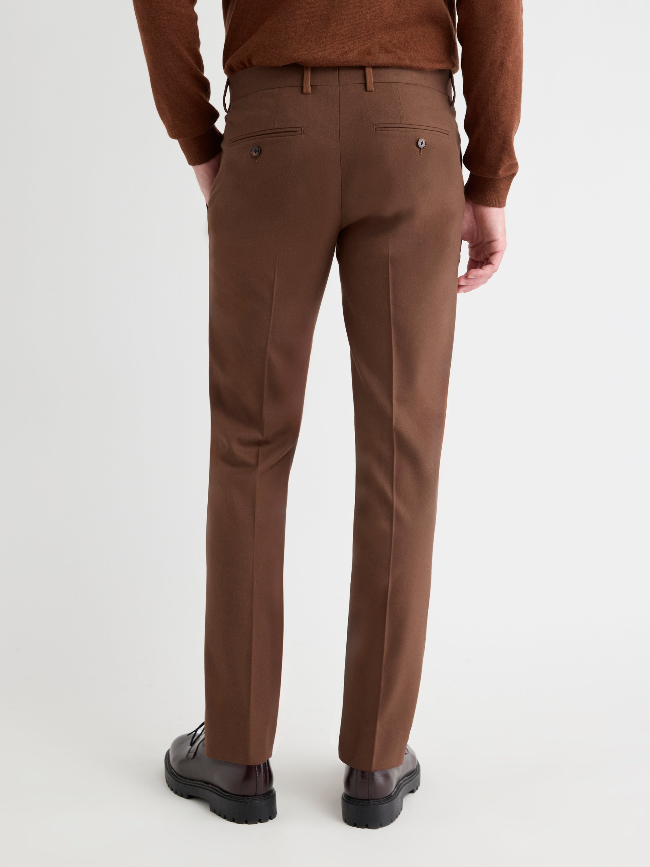 Pantalon en Sergé Brossé Argile à Coupe Étroite